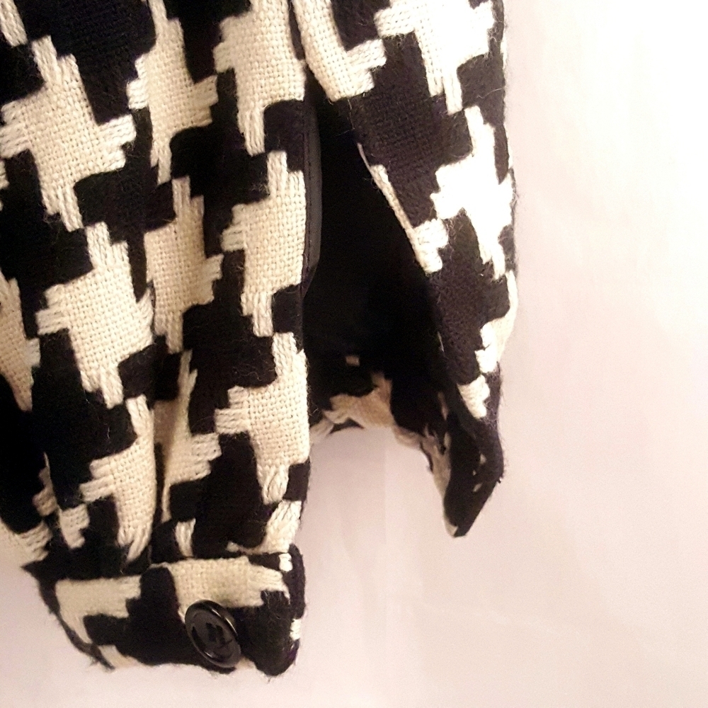 Chadwick's Women Sz 14P Jacket Blazer Bomber Office Houndstooth Belt Button Cuff - Picture 8 of 9